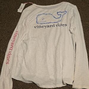 Vineyard Vines White Long Sleeved Tee T-shirt Logo Heathered NWT